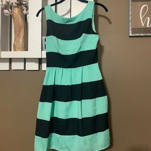 Mint green and black striped dress